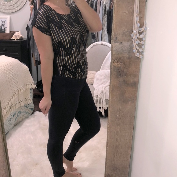 Miss Me size small black sequin cocktail top - Picture 2 of 4